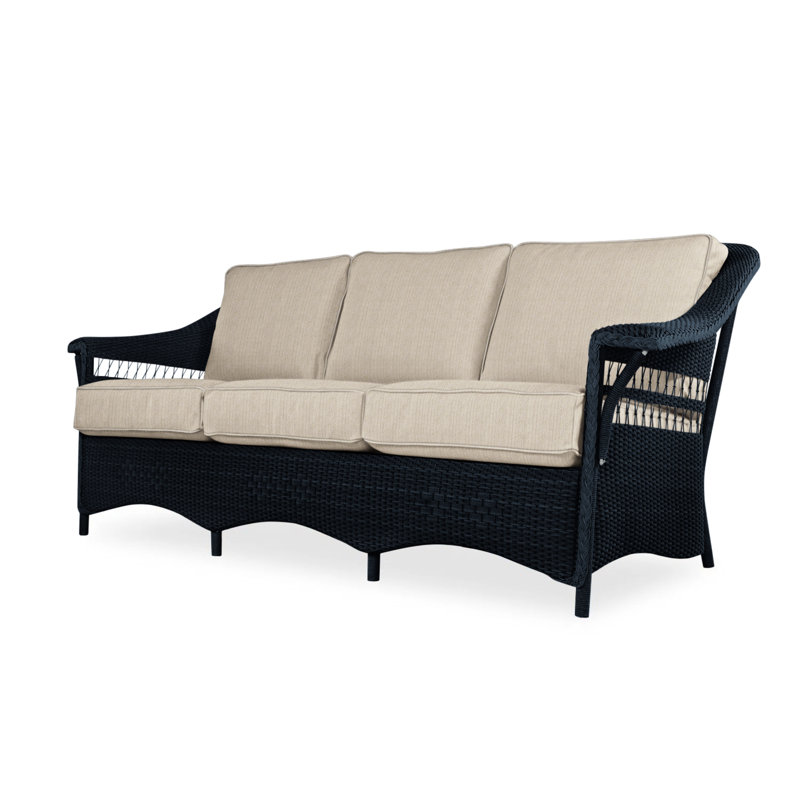 Nantucket Outdoor 3 - Seat Patio Sofa, Decorline Natural, Ebony