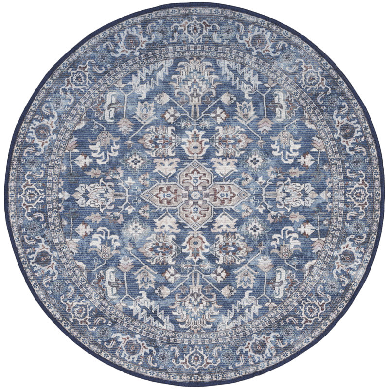 Washable Oriental Rug, Round 4'