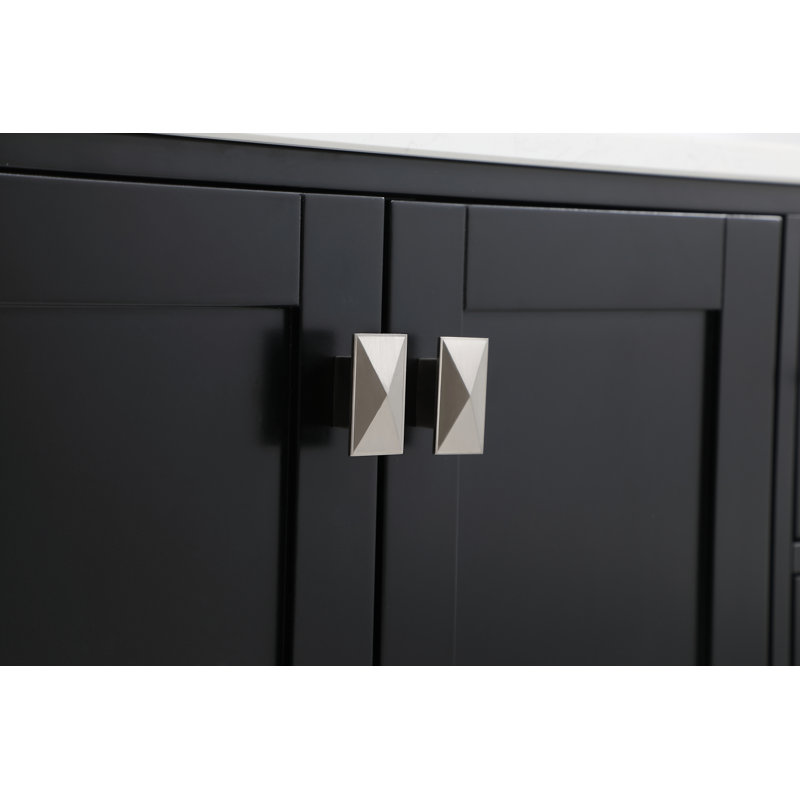Meuble-lavabo simple 36 po avec plateau en marbre Hines, Noir