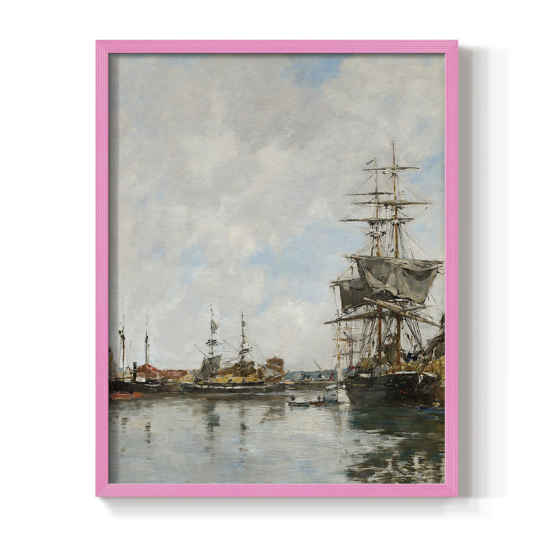 Impression encadrée rétro vintage nautique XL III - bois massif, H 30 po x l 24 po, Rose