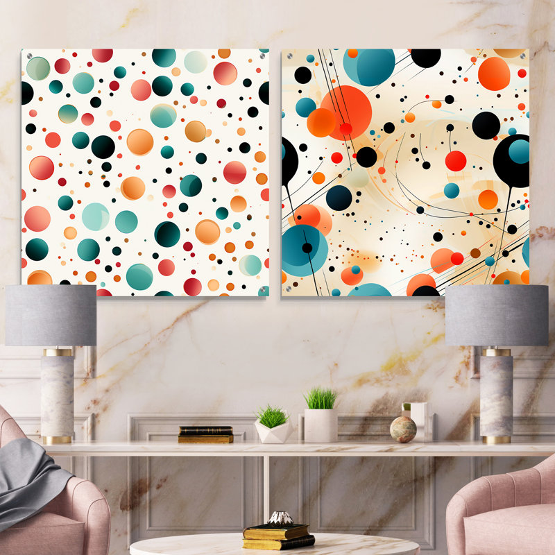 Chrishon - Ensemble de 2 peintures murales abstraites en acrylique, H 16 po x l 33 po