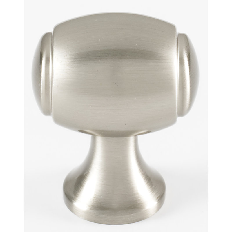 Royale Barrel Oval Knob, Satin Nickel, 1.25" H x 1.13" W x 0.63" D