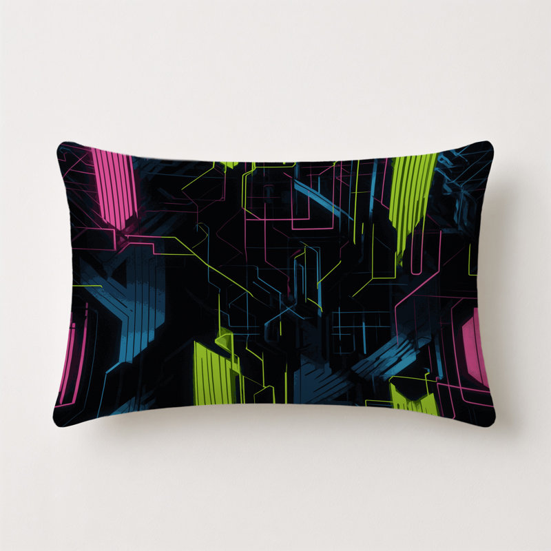 Coussin décoratif intérieur et extérieur Glitch Pulse, Rectangle 14"H x 20"W
