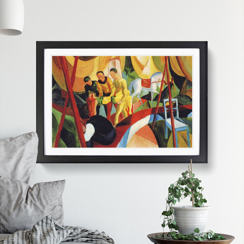 Circus by August Macke - Picture Frame Painting, 36cm H x 48cm W x 2cm D, Black Framed