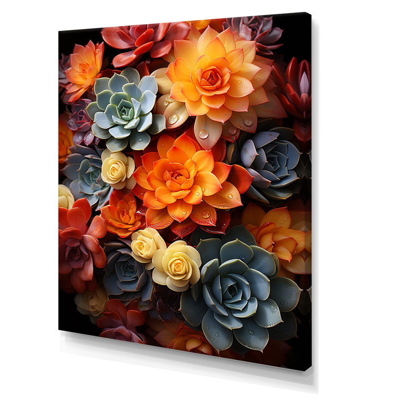 Reproduction d'art sur toile, "Succulents colorés" par Kolleos, H 20 po x l 12 po x P 1 po, Toile tendue