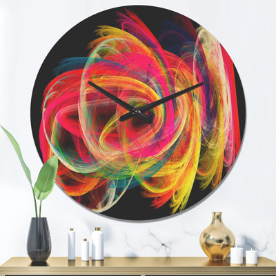 Colorful Thick Strokes in Black - Modern Wood Wall Clock