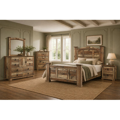 Rustic Poster Bedroom Set in Natural Finish