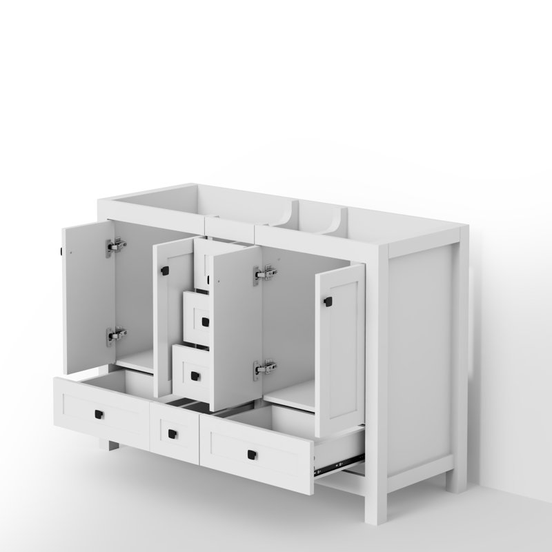 Base de meuble-lavabo double 48 po Wimer seulement, comptoir d'évier non inclus, assemblage requis , Blanc, Noir
