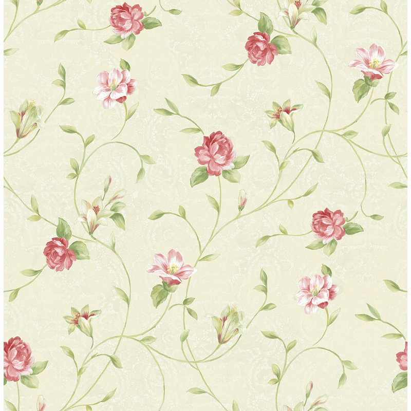 Papier peint Seabrook Designs Parterre, Champagne métallique / rubis