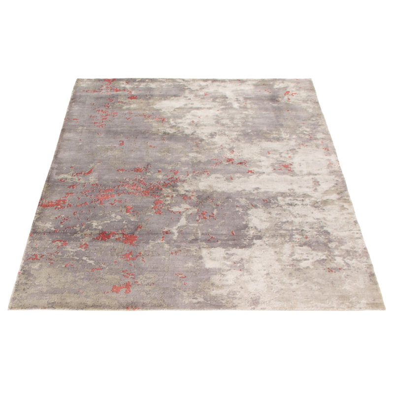 Tapis gris clair / rose tissé à la main Sonali