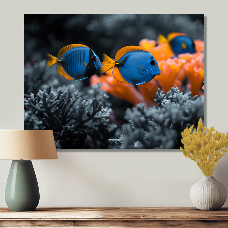 Blue Aquariums Oceanic Oasis Fish II - Aquariums, art mural, H 24 po x l 32 po, Sans cadre, métal