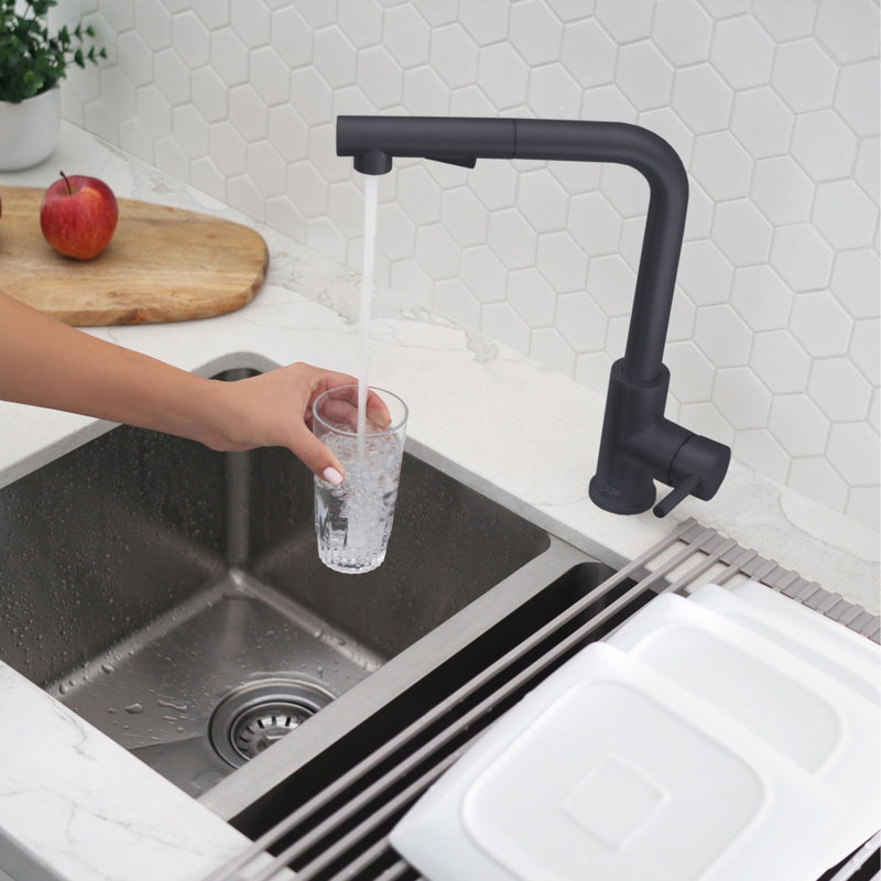 STYLISH Single Handle Pull Down Stainless Steel Kitchen Faucet with Cold Water Tap, Matte