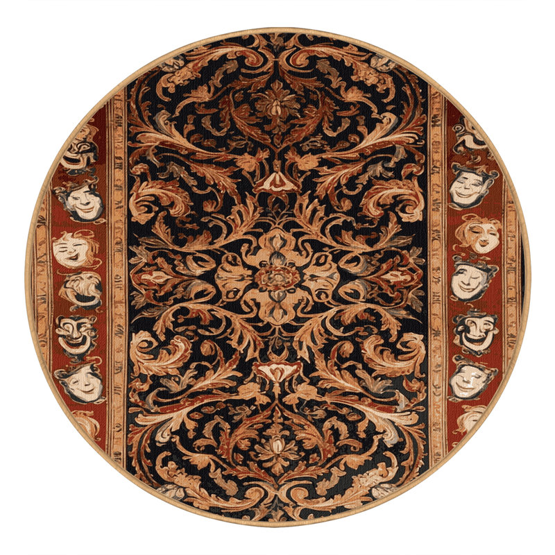 Tapis brun français lavable à la machine, Rond 6 pi