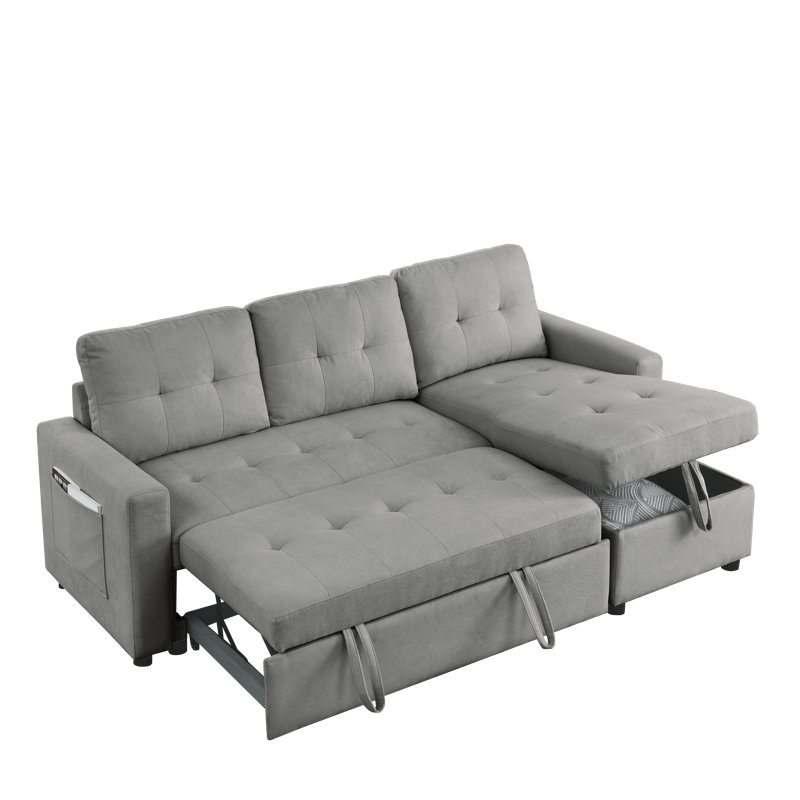 Canapé-lit modulaire réversible avec rangement Koa, Tissu gris