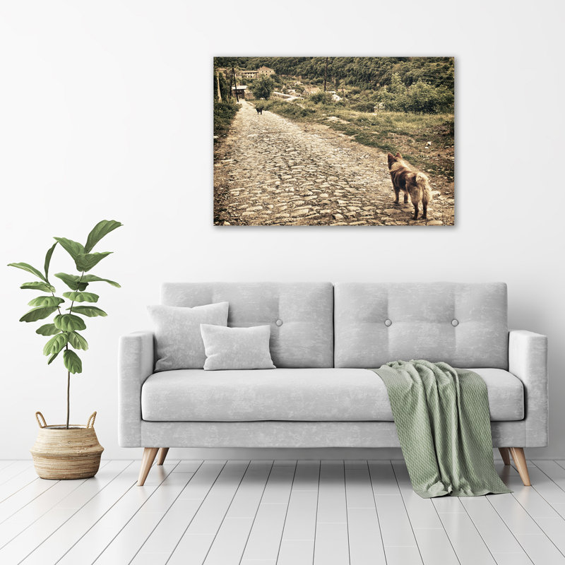 Two Dogs on the Hill 1 Piece Wrapped Canvas Wall Art
