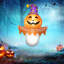 Outsunny 3.4ft Halloween Inflatable Ghost with Orange Face, LED Lights, and Suction Cups for Outdoor Decor