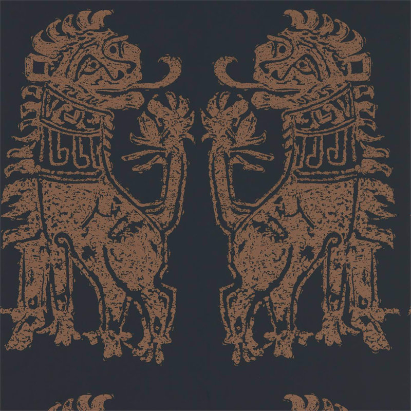 Sicilian Lion Wallpaper, Bone Black/Coppper