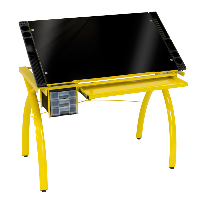 Craft Table, Yellow / Black Glass