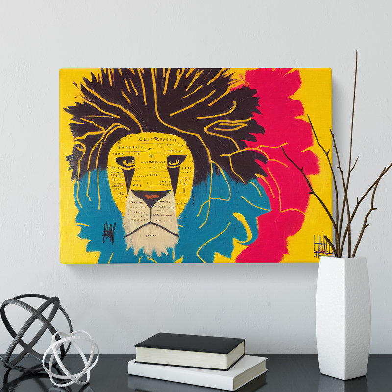 Lion Modern Art Abstract - Wrapped Canvas, 35cm H x 50cm W x 3cm D