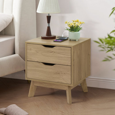 Ensemble de 2 tables de chevet avec station de charge Nordica, 2 tables de chevet avec rangement, tables de chevet pour la chambre à coucher, table de bout ou table d'appoint pour le salon, 15,7 po x 18,9 po x 21,2 po Nordica