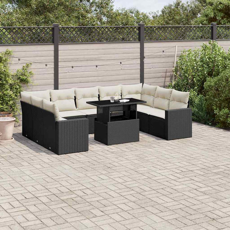 Ensemble de canapé de jardin Vidaxl noir, blanc crème