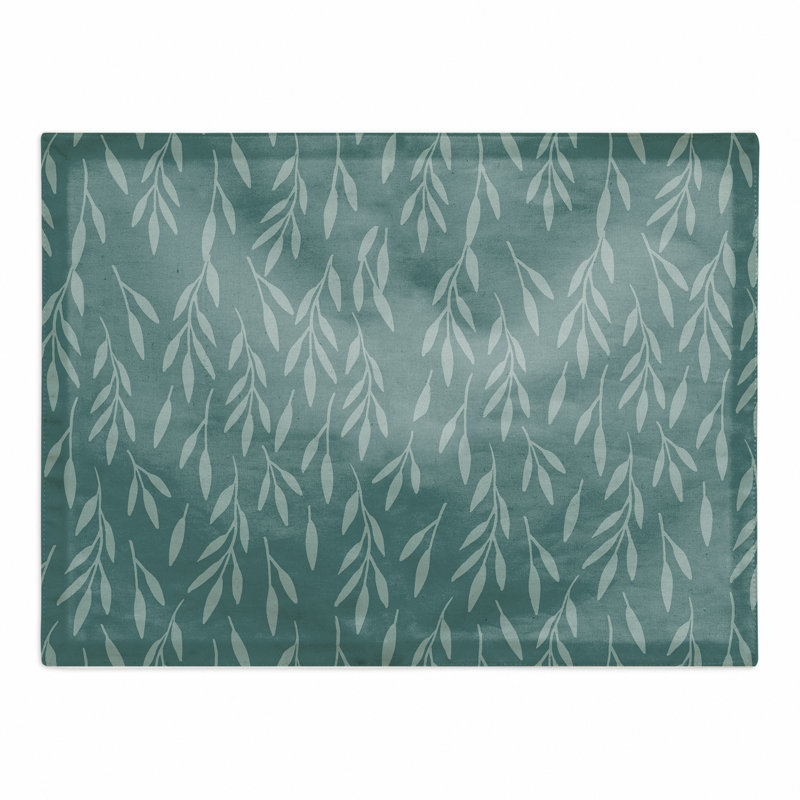 Polyester Teal Leaf Pattern Rectangle Placemat
