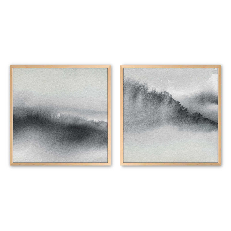 «Whispering Woods», ensemble de 2 reproductions sur papier mat d'archives dans un cadre, Érable brut, H 21,5 po x l 21,5 po