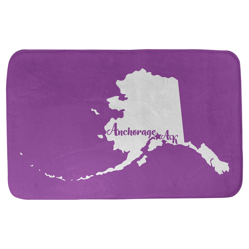 Tapis pour salle de bain ancrage alaska, l 21 po x L 34 po, Violet, Anchorage, Alaska