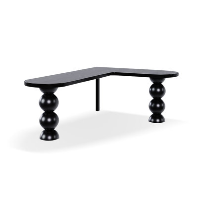 Black L-Shaped Solid Wood desk