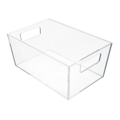 iDesign Clarity BPA-Free Plastic Small Organizer Bin with Handles - 9" x 6" x 4.08", Clear
