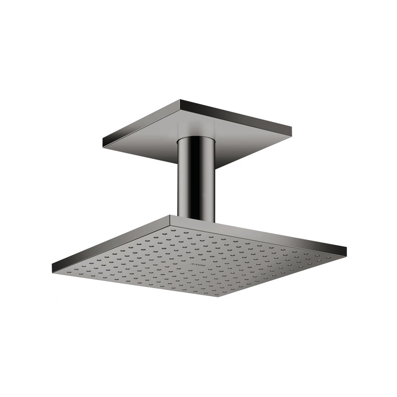 ShowerSolutions Square Showerhead 250 2-Jet Ceiling Connection, Polished Black Chrome, 1.75 GPM