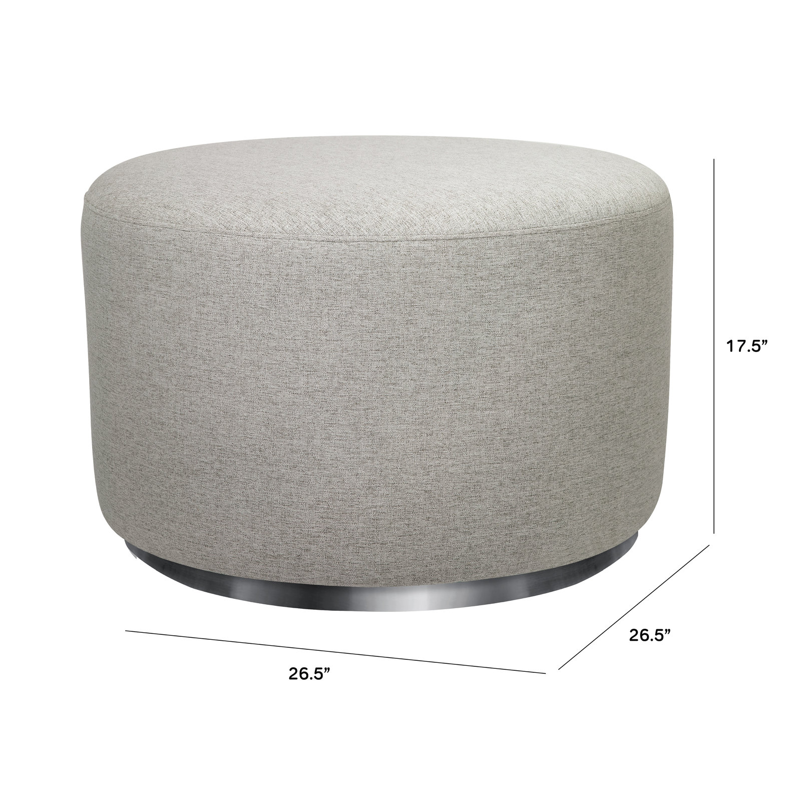 Tuba 27" Ottoman, Gray
