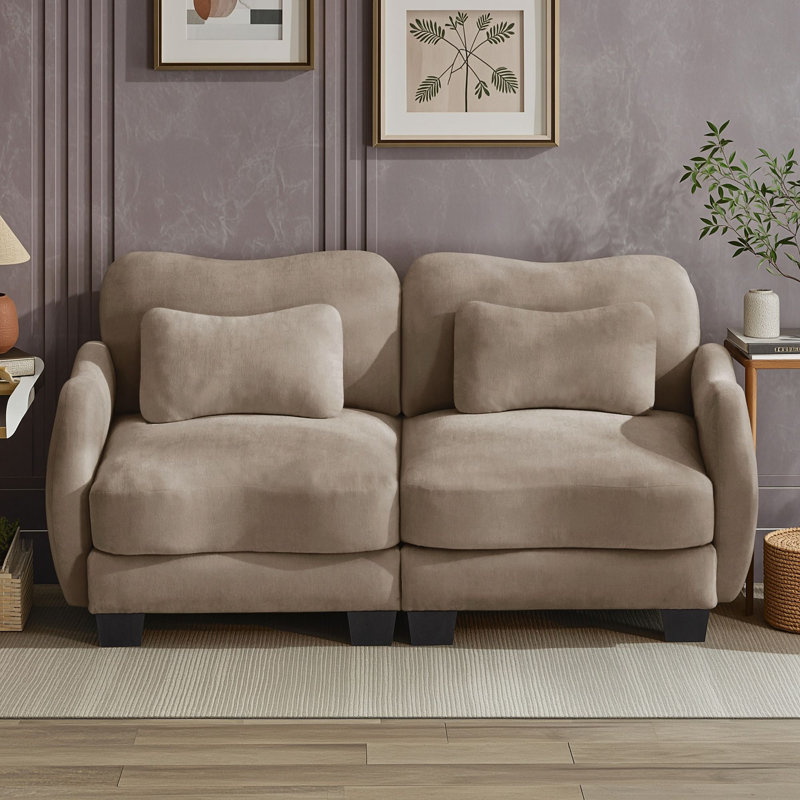 Sofa deux places avec coussin et accoudoirs, Café