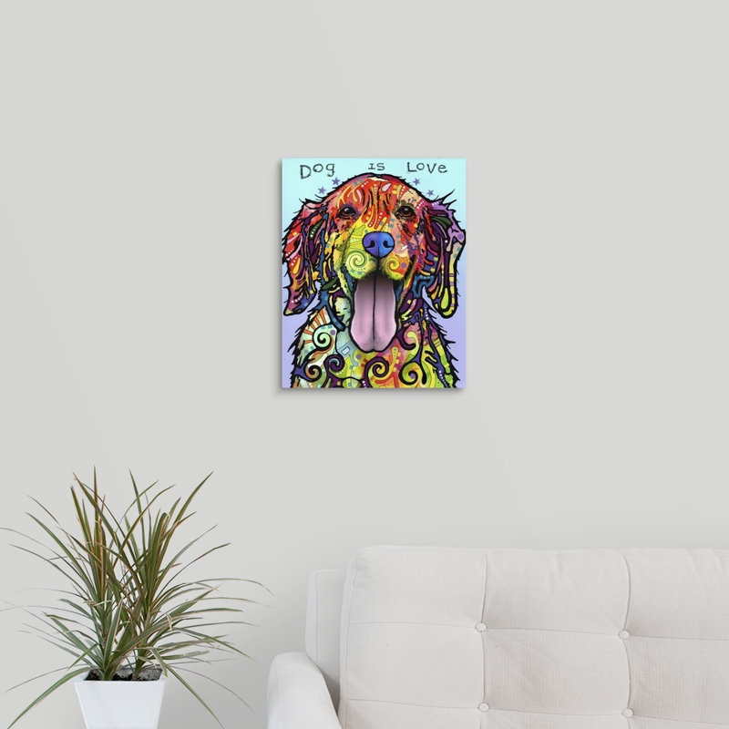 « dog is love », reproduction, Toile, H 30 po x l 24 po x P 1,5 po