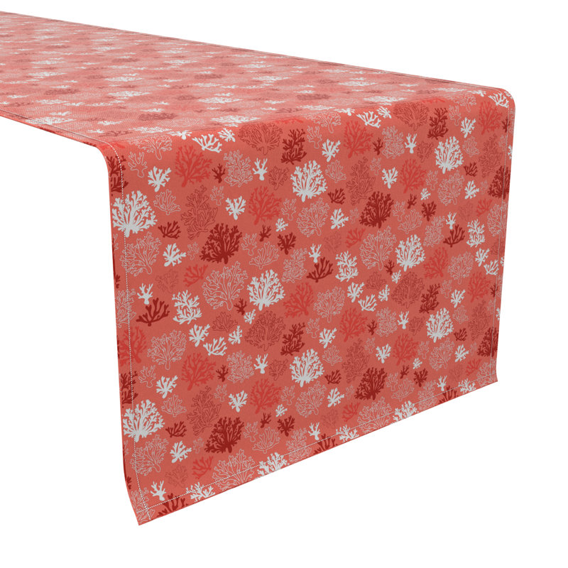 Rectangular Floral Cotton Twill Table Runner, 16'' D x 108'' L