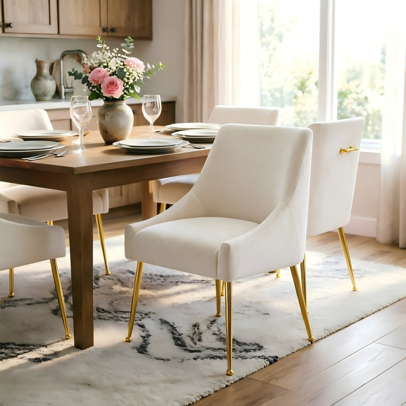 Drane 18.8'' H Tufted Velvet Upholstered Side Chair, Cream