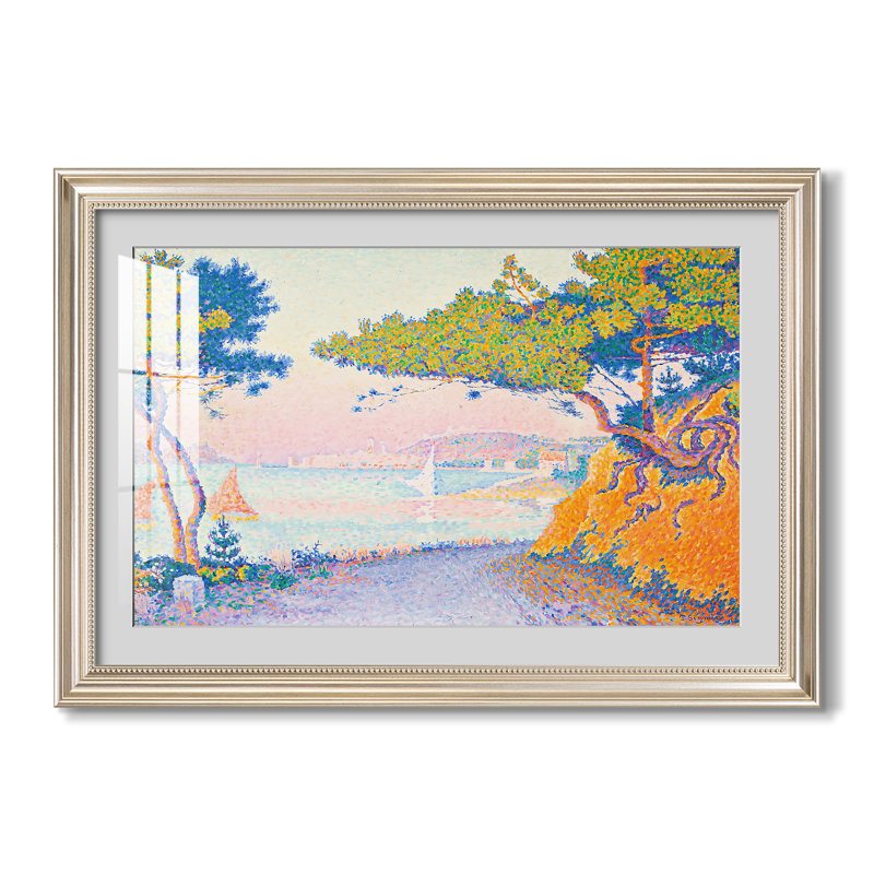 Golfe Juan, 1896-Paul Signac-Impression encadrée personnalisée, 24x34 INNER SIZE, Framed Print with Mat, Pewter Satin