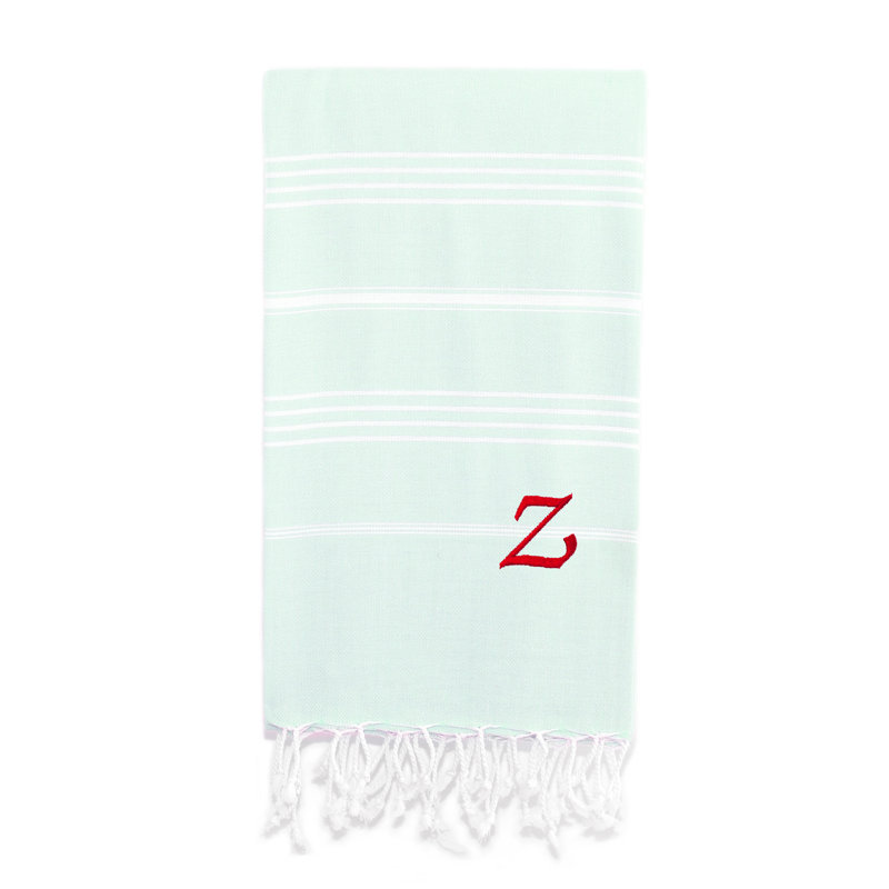 Serviette de plage 100% coton Pestemal Lucky, Vert clair / blanc, Z