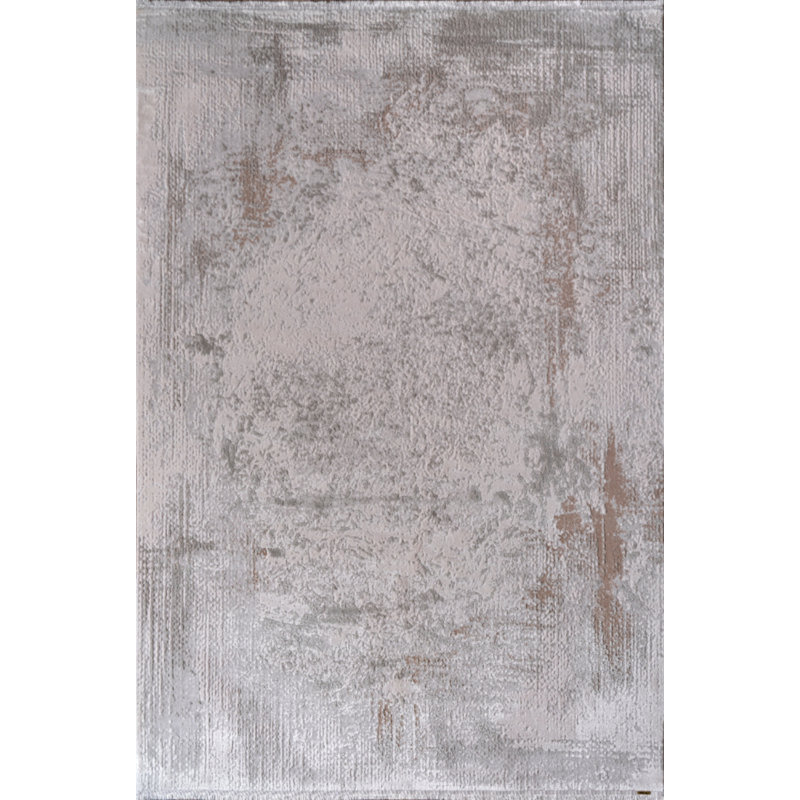 Zone de fil en polyester tissé à la machine abstrait abstrait gris Airial, Tapis de couloir 3 pi 3 po x 7 pi 3 po