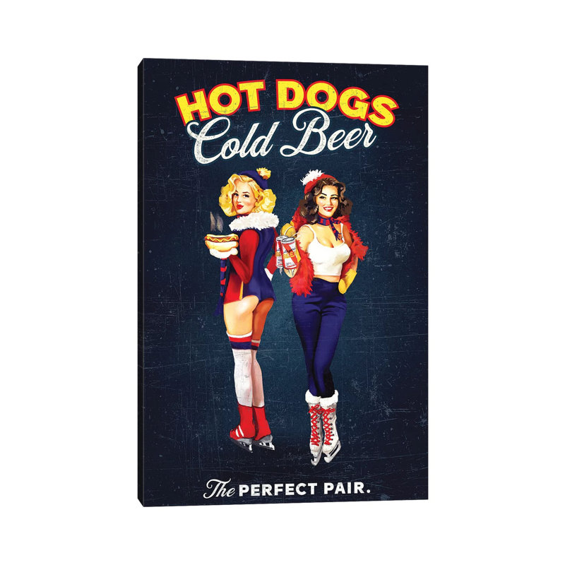 Hot Dogs Beer Hockey - Wrapped Canvas Print, 30.48cm H x 20.32cm W x 1.91cm D