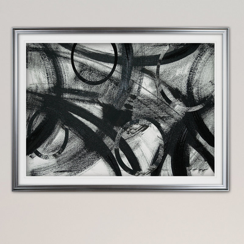 « rain on sable lake », reproduction de peinture à l’acrylique encadrée, H 30 po x l 40 po x P 1,5 po, Argent