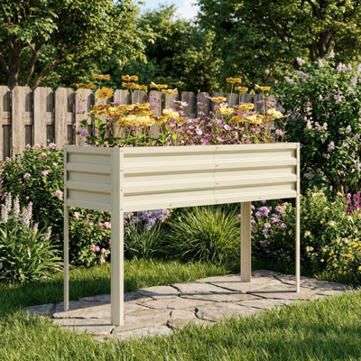 Lit de jardin surélevé surélevé en métal avec pieds, pot à fleurs d'extérieur 50 x 17 x 32 avec système d'auto-arrosage