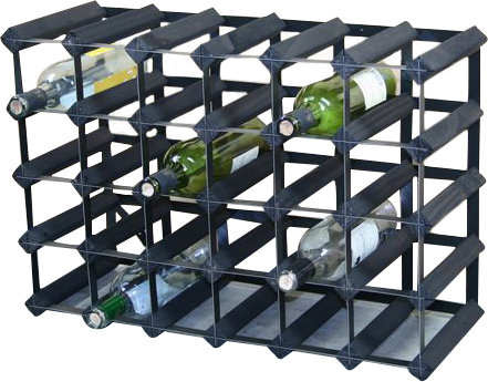 Felica 30 Bottle Floor Wine Bottle Rack, Black Stained / Black Steel