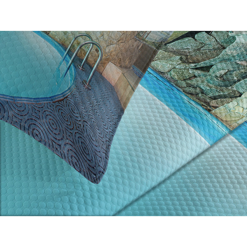 Addiley Blue/Beige Microfibre Bedspread Set, 220 x 264 cm Bedspread - 2 Shams