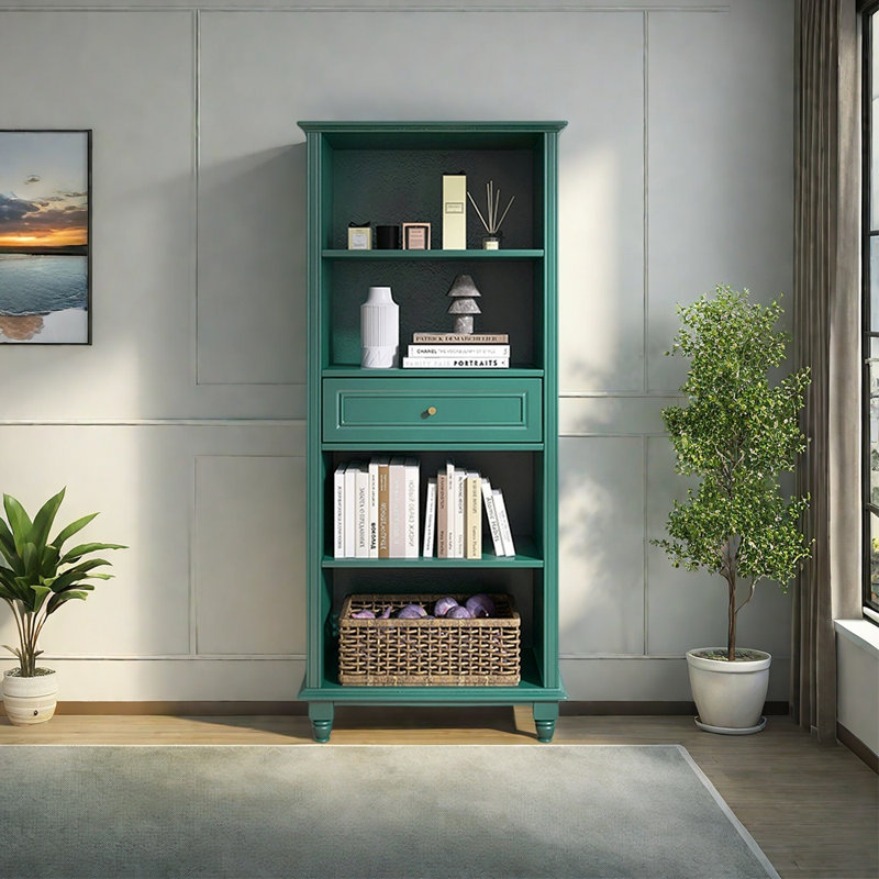 Modern small bookcase, (4 Shelves) 62.99"H x 27.56"W x 15.75"D