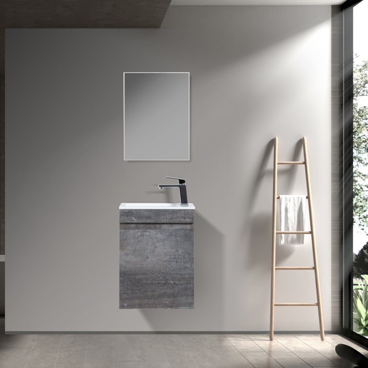 Zyvon 8.5" W Wall-Mounted Single Bathroom Vanity Set with Mirror