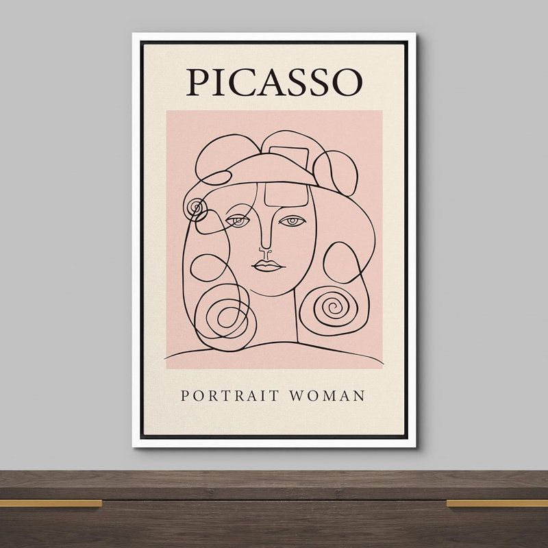 «Classical Artwork Portrait Woman» par Picasso Historic - reproduction sur toile flottante, Blanc