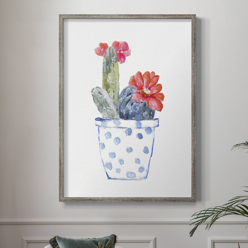 «Cactus and Succulent Blooms II», reproduction encadrée - bois massif 45443, H 30 po x l 24 po