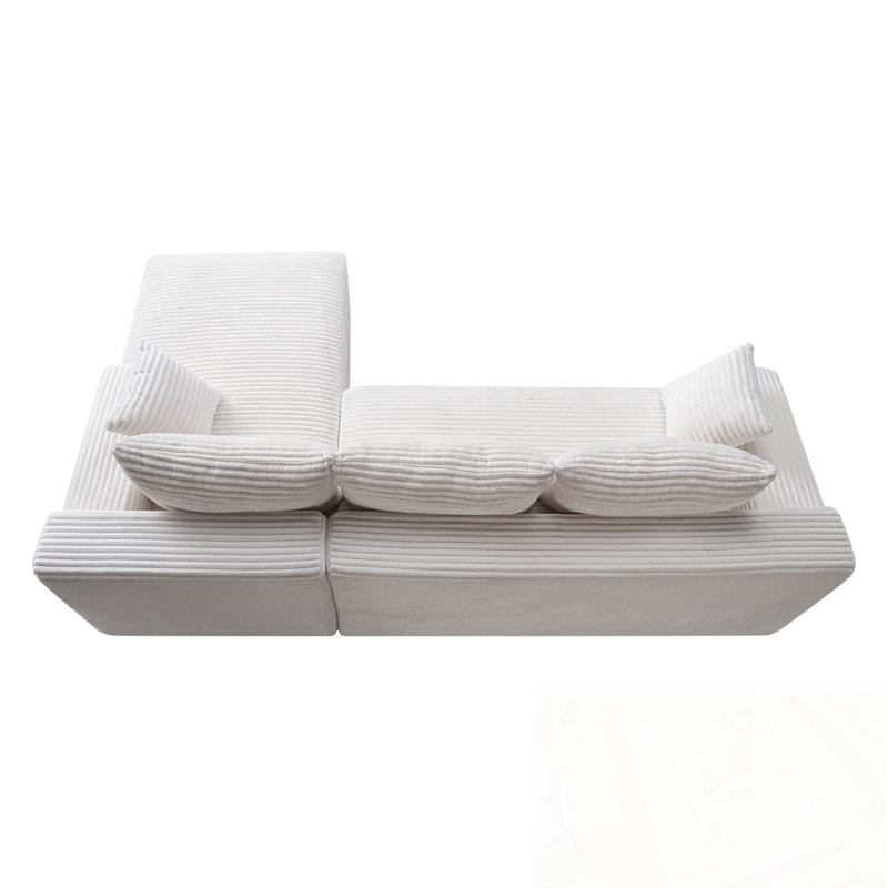 Canapé modulaire Cloud avec méridienne en L, Blanc