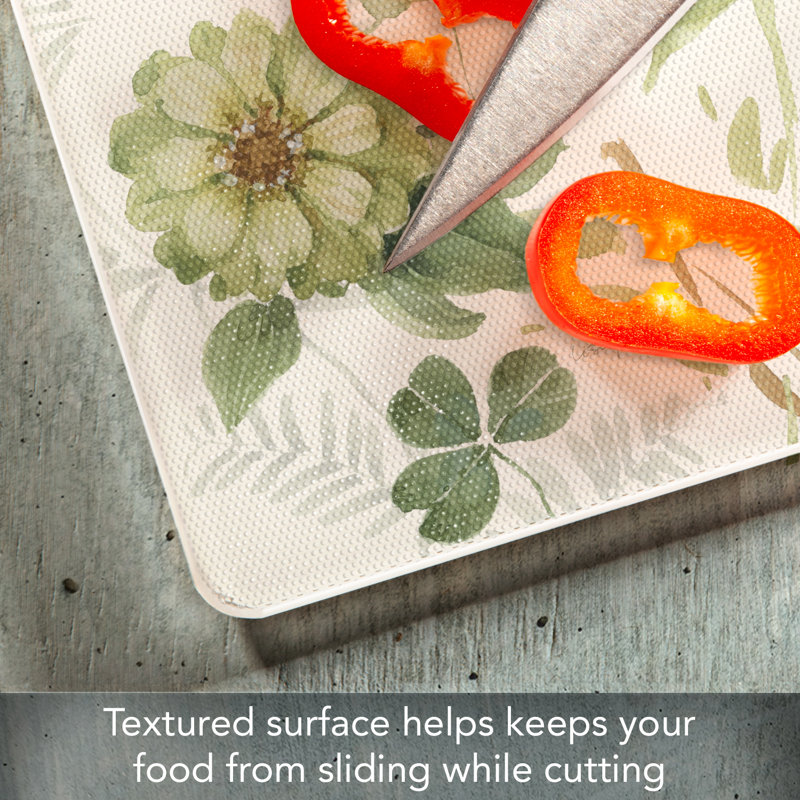 Green Fields Tempered Glass Rectangular Cutting Board